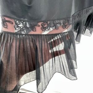 Vintage Black Half Slip Skirt XS Lace Trim Ruffle Hem Grunge Coquette Fairygoth
